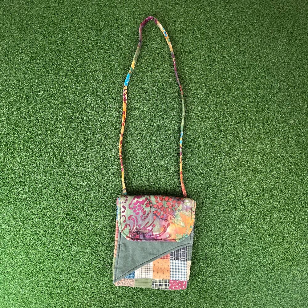 Vintage Artisan Cotton Patchwork Foldover Flap Crossbody Bag